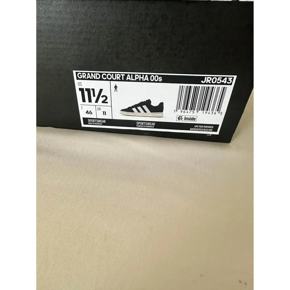 Adidas Grand Court Alpha 00s Men's Size 11.5 Sneakers Black White New Box